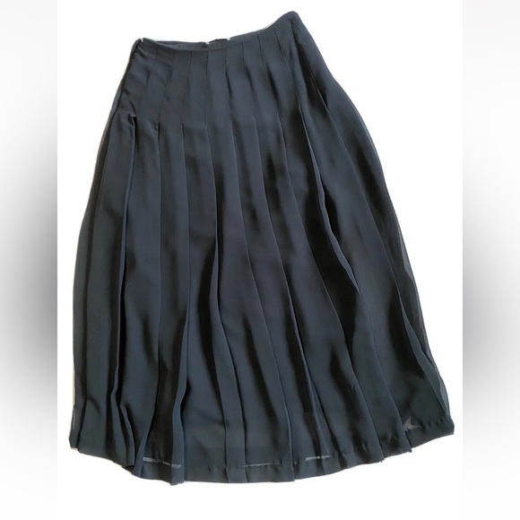 Lisa Ho Pleated Midi Maxi Skirt Lined Gold Button Detail Size 12 Career Evening - Picture 7 of 11